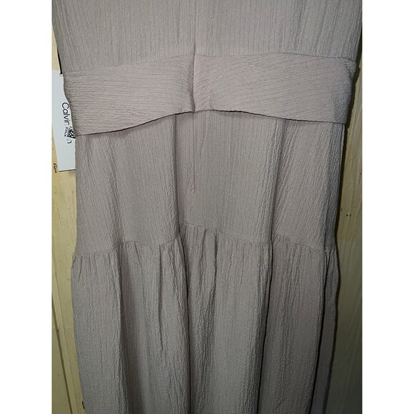 Calvin Klein Maxi Dress Womens Medium Moacha Mousse Tiered Crinkle Gauze Vacay - Picture 6 of 10